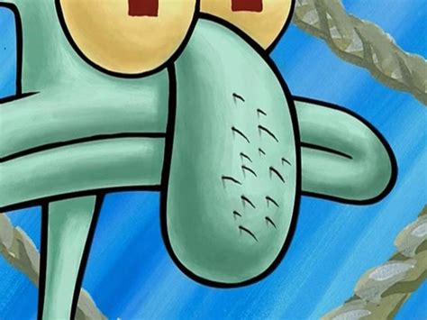 This article is a transcript of the SpongeBob SquarePants episode "Code Yellow" from season 10, which aired on June 3, 2017. [The episode begins with Squidward walking along the street] Squidward: Maybe I'll do a cute little button. [pulls his nose to give himself a button-nose. His nose pops out suddenly.] Or something a bit more manly perhaps. …